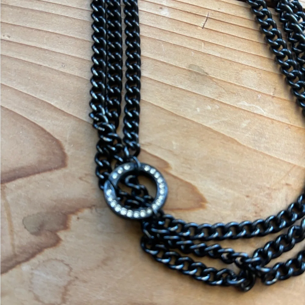 Oak & Ivy Black Layered Chain Necklace NWT